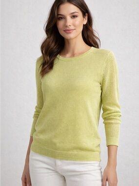CAbi Light Lime Crewneck Sweater